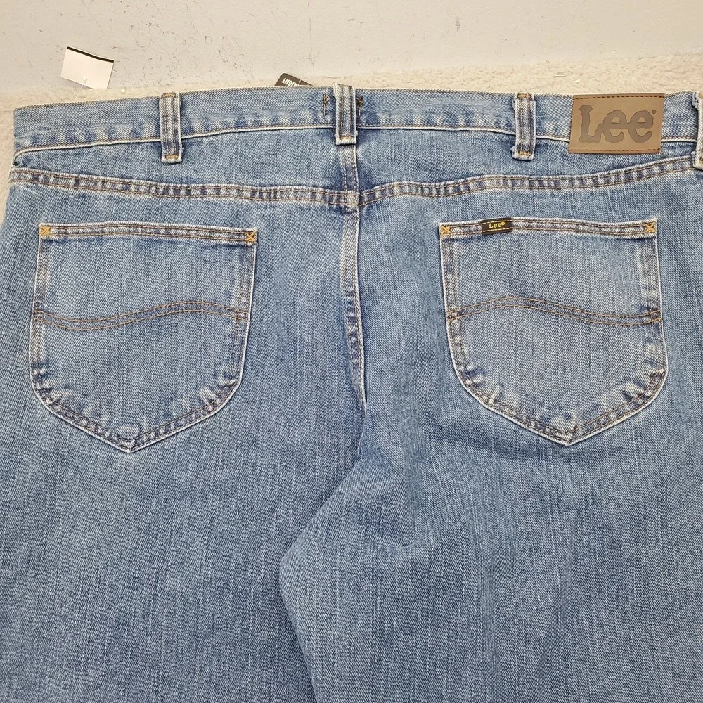 Lee Pepperstone Jeans Mens 44x34 Blue Denim Regular Fit Straight Leg Black Tab